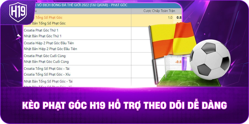Kèo Phạt Góc H19 hỗ trợ theo dõi dễ dàng